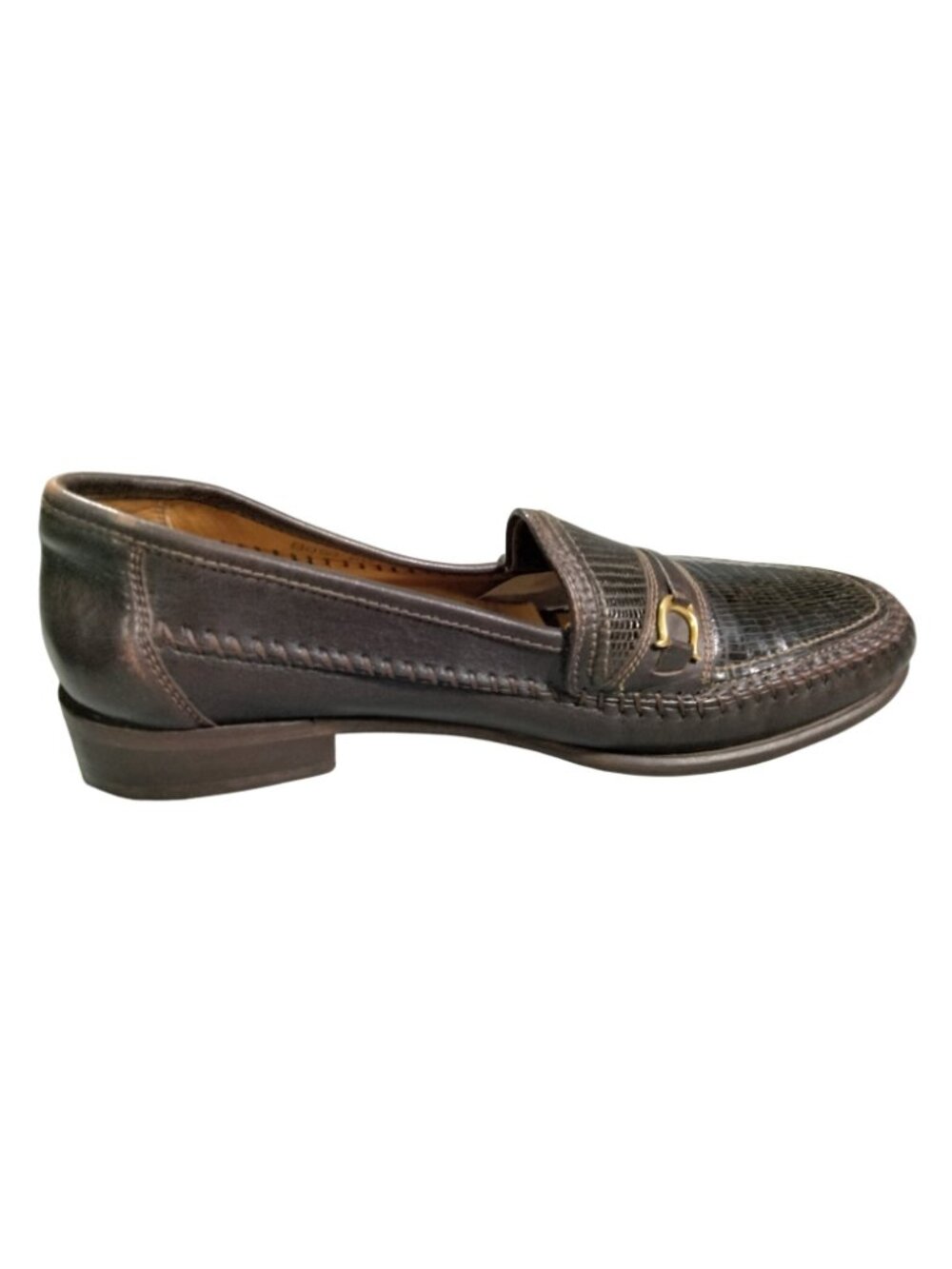 David Eden Men's 8.5 Rich Brown Teja Lizard Leather Loafers Hand Made In Italy - Picture 4 of 12